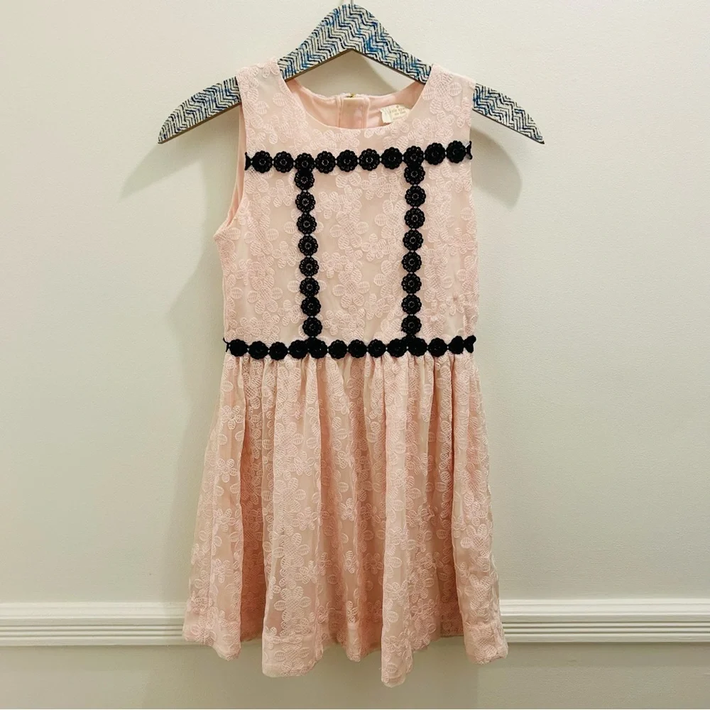 Kate Spade Girls Sonata Lace Dress 12 pink black daisy flowers